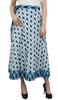 Indian Dress Reversible Ikat Printed Cotton Blue Boho Chic Wrap Skirt