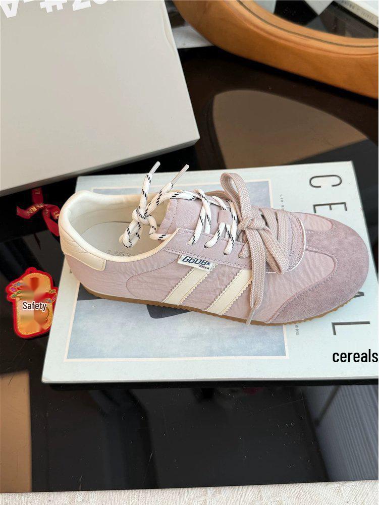 Женские желтые кожаные немецкие кроссовки: Новый весенний стиль 2025, Легкие, Универсальные, Тонкая подошва, Повседневная спортивная обувь для скейтбординга.