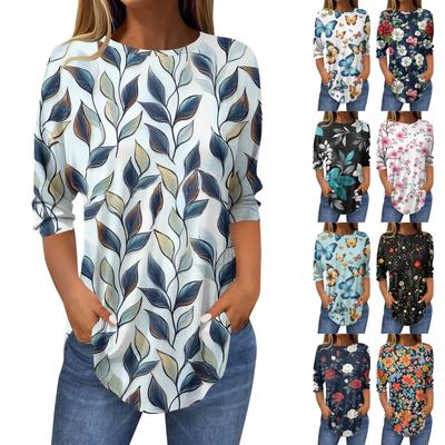 Женские футболки с рукавами 3/4, однотонные пуловеры, летние весенние топы, блузки