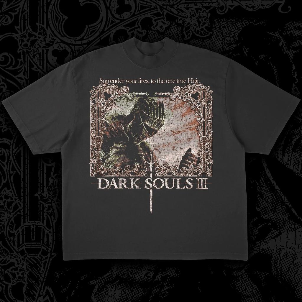 2026 Футболка с принтом Dark Souls 3 для мужчин и женщин, летняя, хлопковая, удобная, свободного кроя, с круглым вырезом, с коротким рукавом