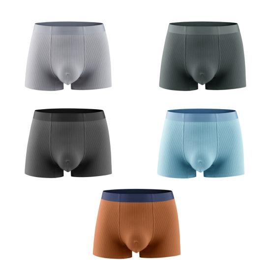 Мужское нижнее белье боксеры Эластичный дизайн со средней посадкой Лоскутная расцветка В рубчик U-образные шорты-брифы Гладкая текстура трусики