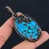 Tibetan Turquoise Gemstone Pure Copper Wire Wrapped Handmade Pendant Gorgeous Jewelry For Her