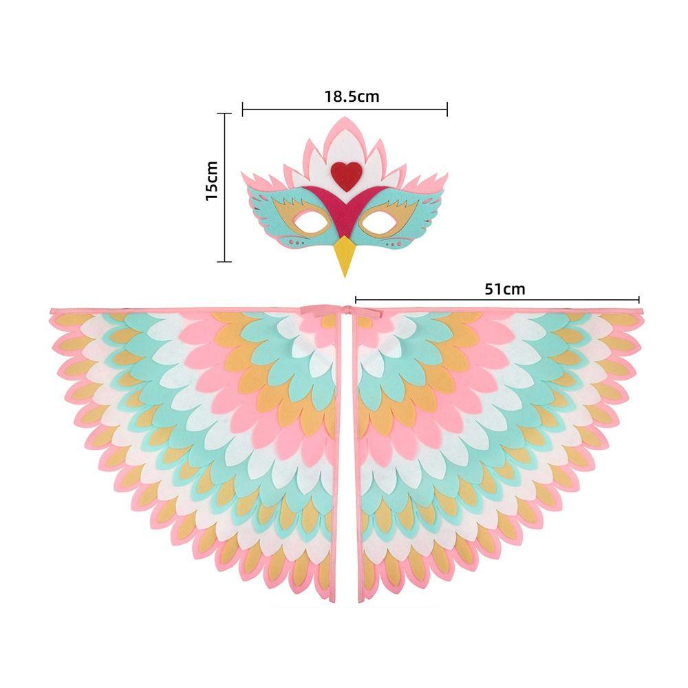 Peacock Owl Animal Bird Wings+Mask Suit Stage Performance Felt Winged Cloak Halloween Felt Cape