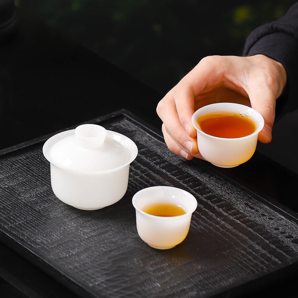 Jade teacup ceramic small single cup tea cup, large personal tea set tea ceremony master cup, hotel tea cup