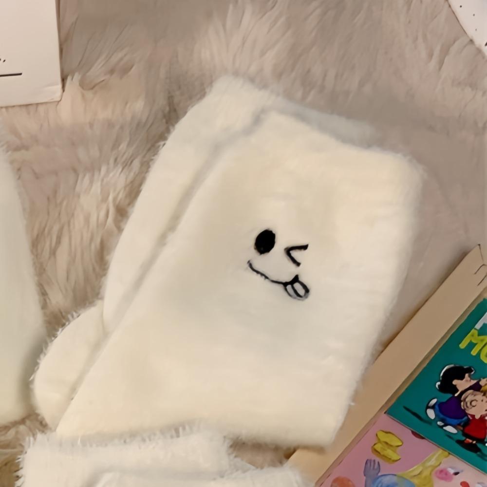 2 пары женских зимних плюшевых носков, утолщенные носки-подследники, милые носки из норковой шерсти, для дома