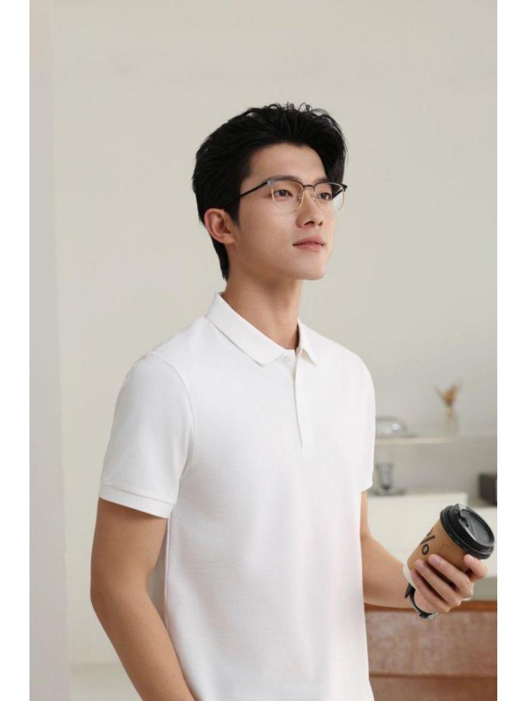 Летняя мужская и женская футболка с коротким рукавом и лацканом, однотонная, YG-688