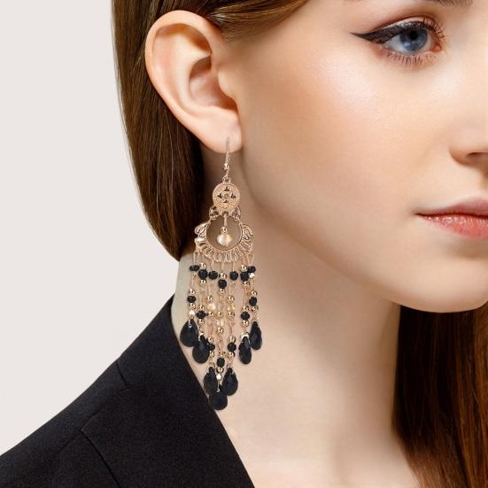 1 пара женских винтажных полых сережек с крючком в этническом стиле, увеличенные серьги из бусин в форме капли воды