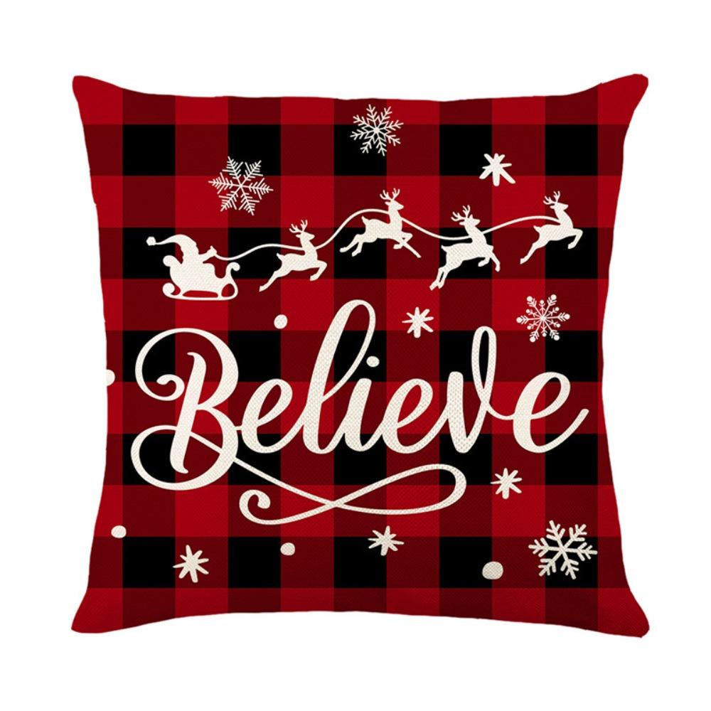 New 45×45cm Christmas Throw Pillow Cover Linen Removable Pillow Cover Soft Christmas Tree Pillowcase Home Decoration