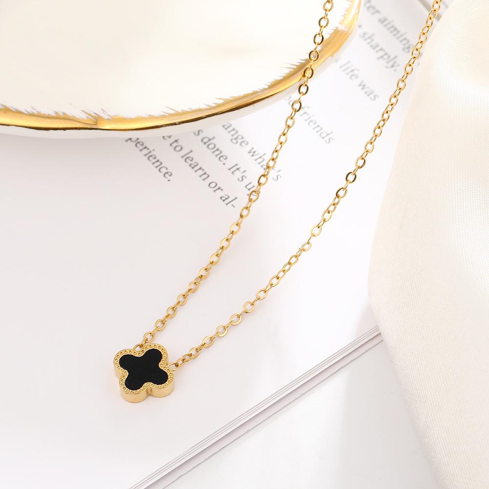 Модное двухстороннее ожерелье с четырьмя листочками клевера, простое бесцветное ожерелье Lucky Grass из титановой стали на ключицу, роскошное высококачественное женское ожерелье