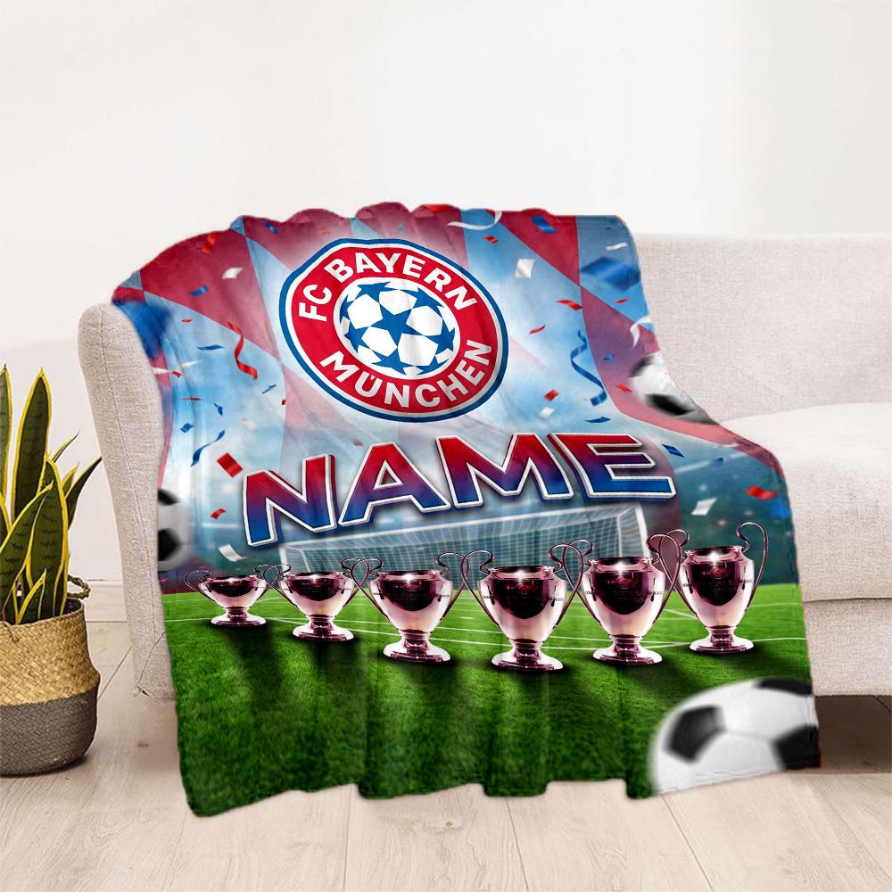 Bayern Munich Soccer Poster Personalized Name Blanket Lightweight Personalized Blanket Ultra-Soft Versatile for Bedding Seaside Bed Sofa