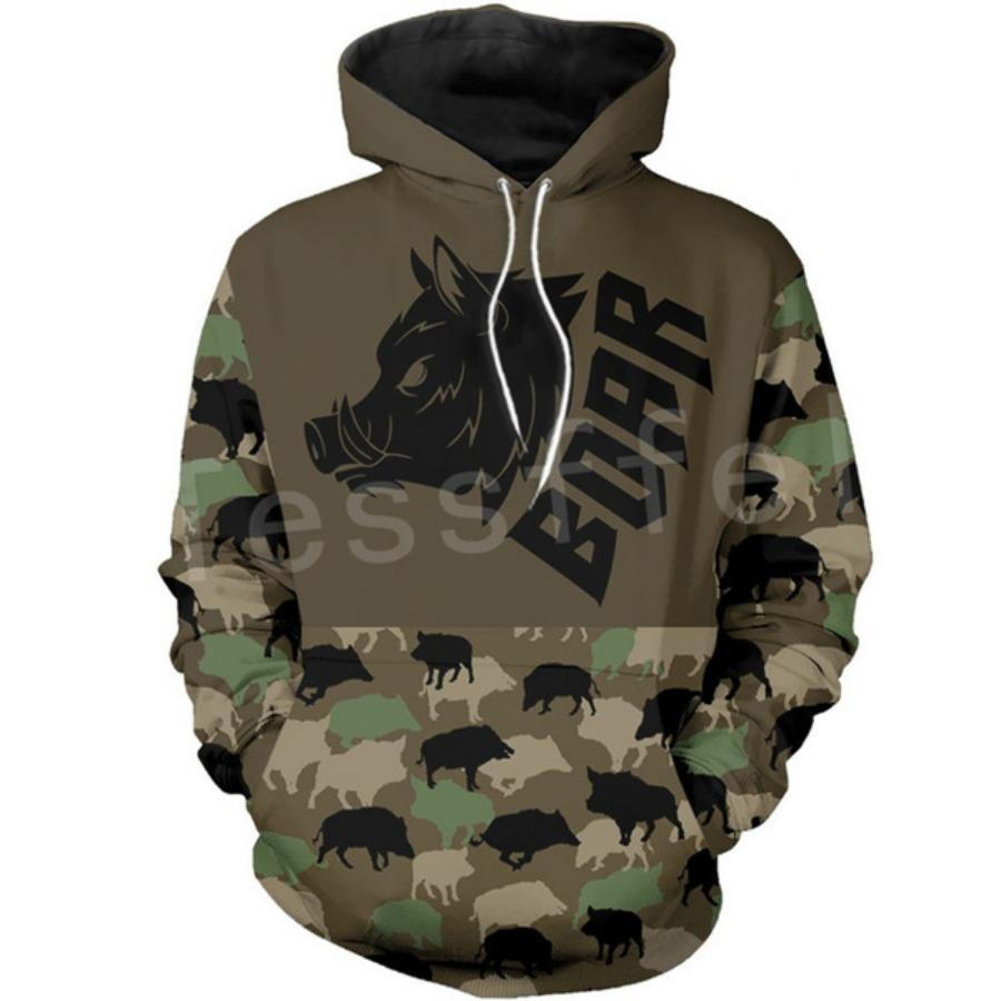 Свинья Охотник на кабанов Охота на животных Камуфляж Татуировка 3D Печать Мужской/Женский Пуловер Новая Мода Смешные Толстовки