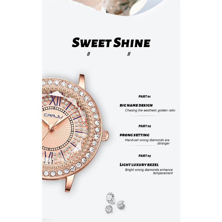 CRRJU Новые женские часы со стальным ремешком и бриллиантами, модные деловые часы
