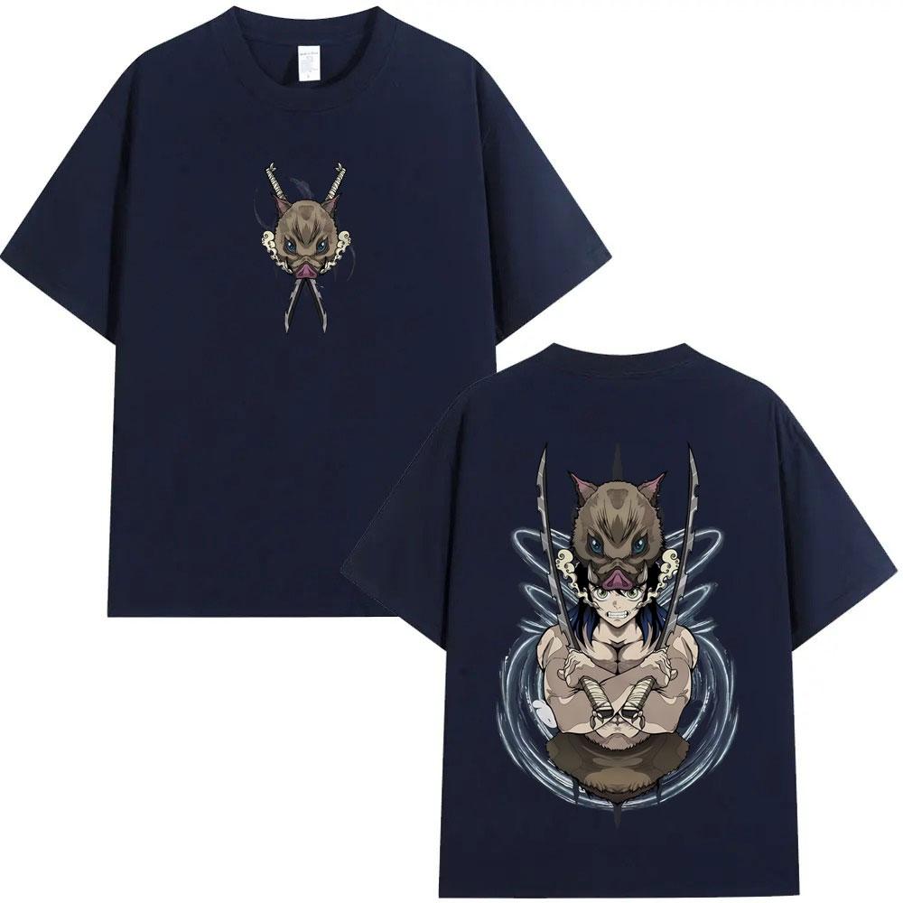 Anime Demon Slayer Hashibira Inosuke Graphic T Shirts Unisex Women Casual Cotton Short Sleeve Tshirts Unisexs Fashion Streetwear