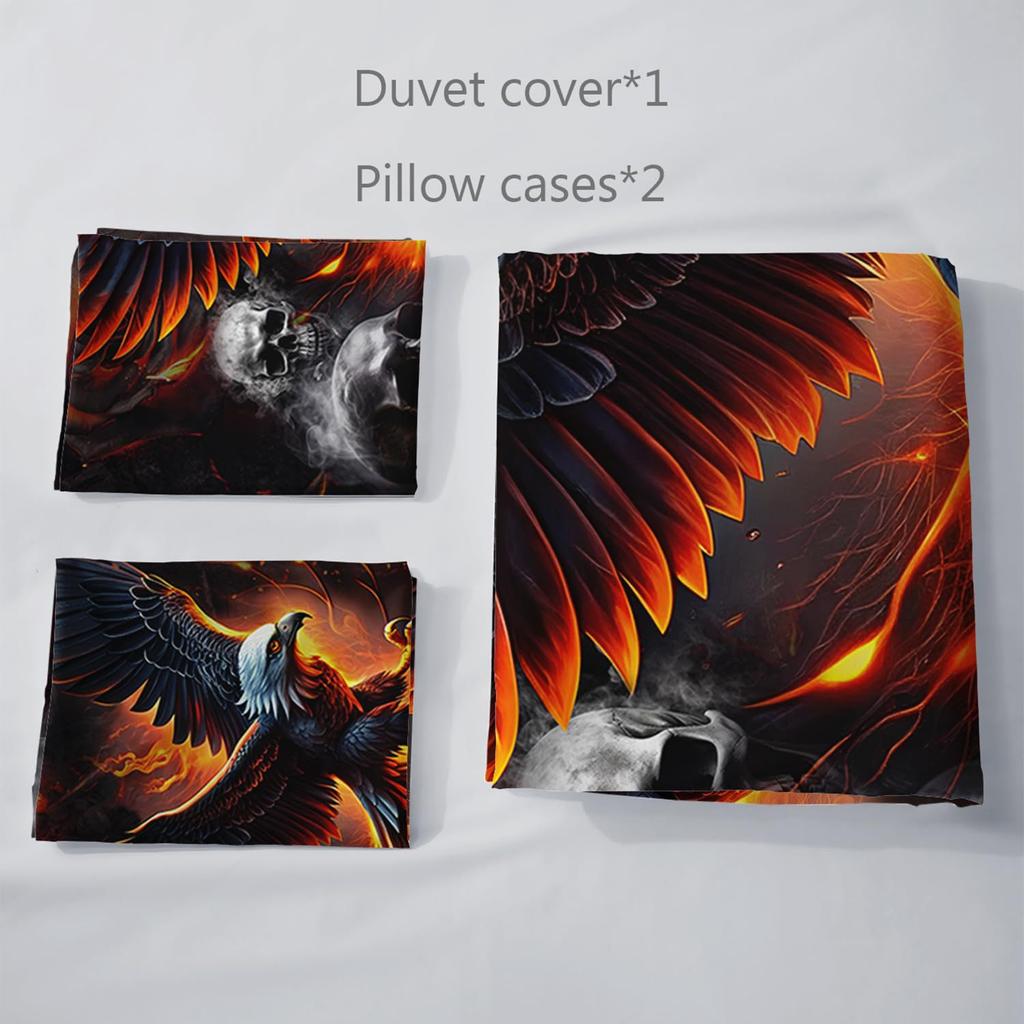 Fire Eagle Skull Three-Piece Quilt Cover 3D Digital Printing Bedding Set Bed Cover
