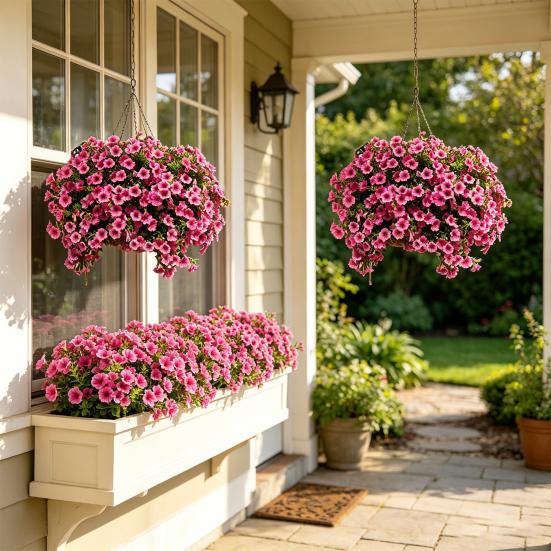 UV Resistant Artificial Petunias Flowers Outdoor Fake Flowers for Patio Porch