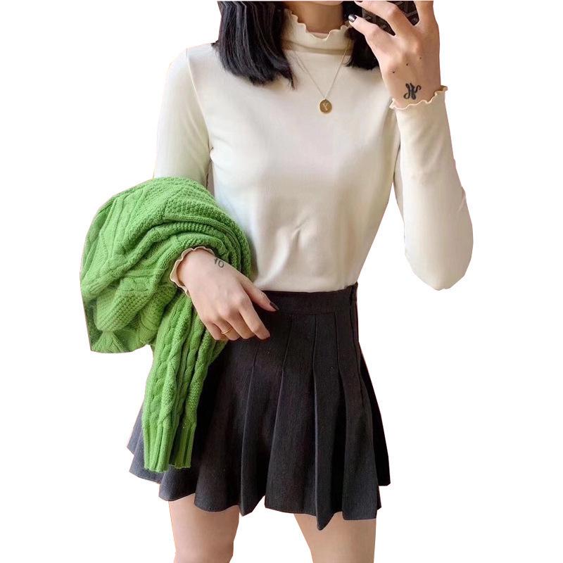 Женская рубашка с полуворотом из немецкого бархата, осень/зима, 12 цветов, отделка Fairy Wood Ear, начес и утолщение для тепла