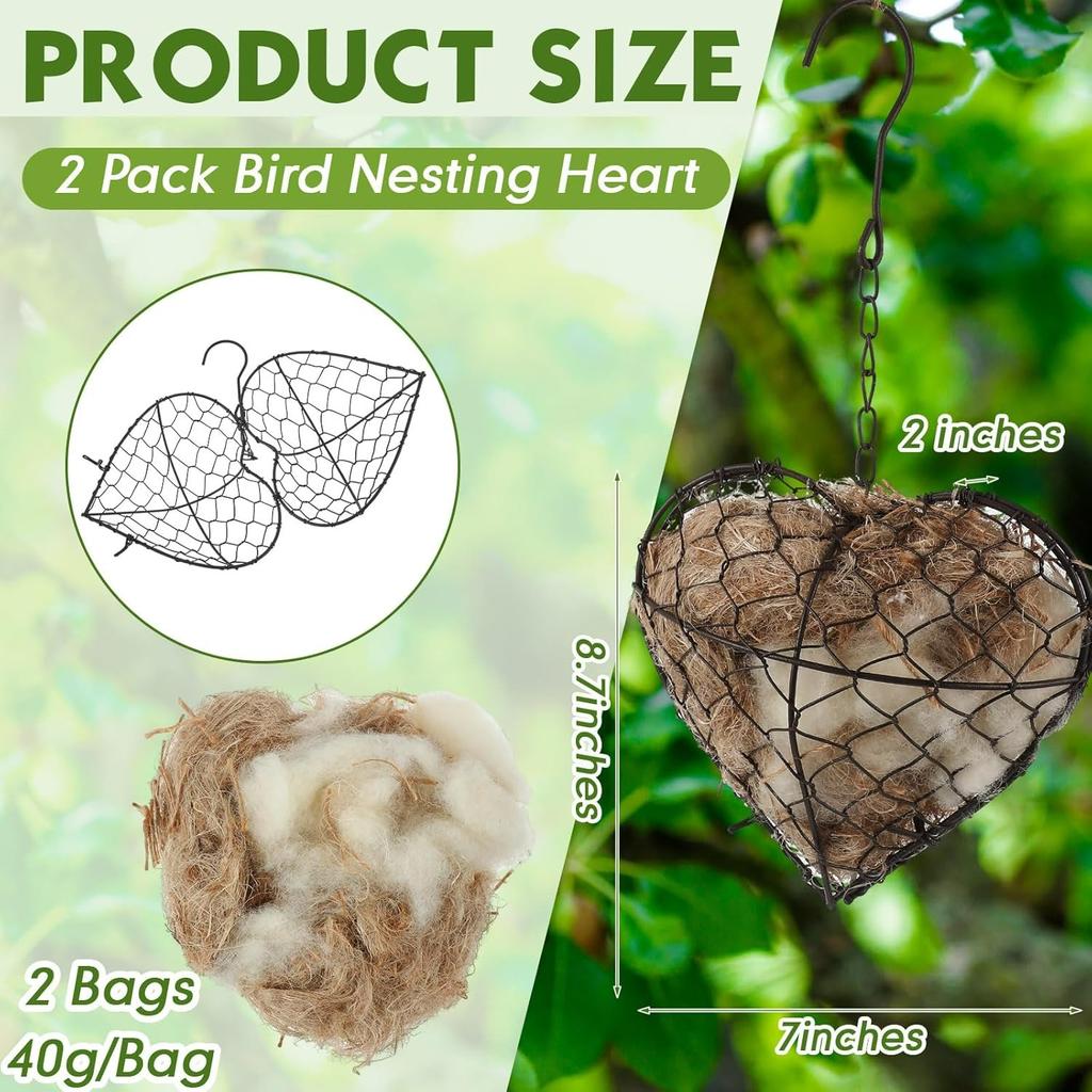 9 x 7 Inch Hummingbird Nest House Nesting Material Bird for Outside, Gift Design for Animal Lovers, Spring Fowl Gifts in Indoor Patio Garden