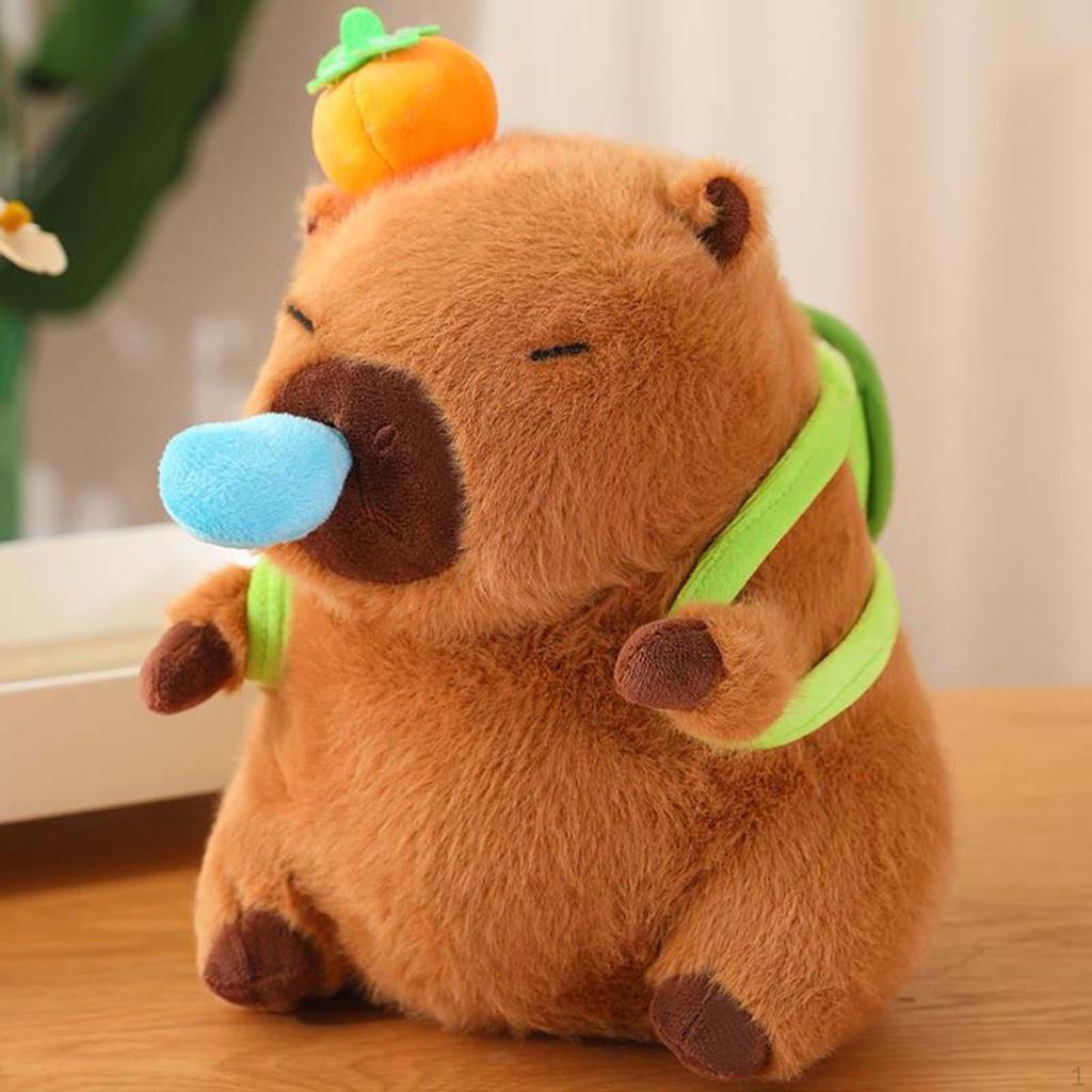 Capybara Plush Toy Stuffed with Pullable Snot Bubbles Cartoon Car Ornament