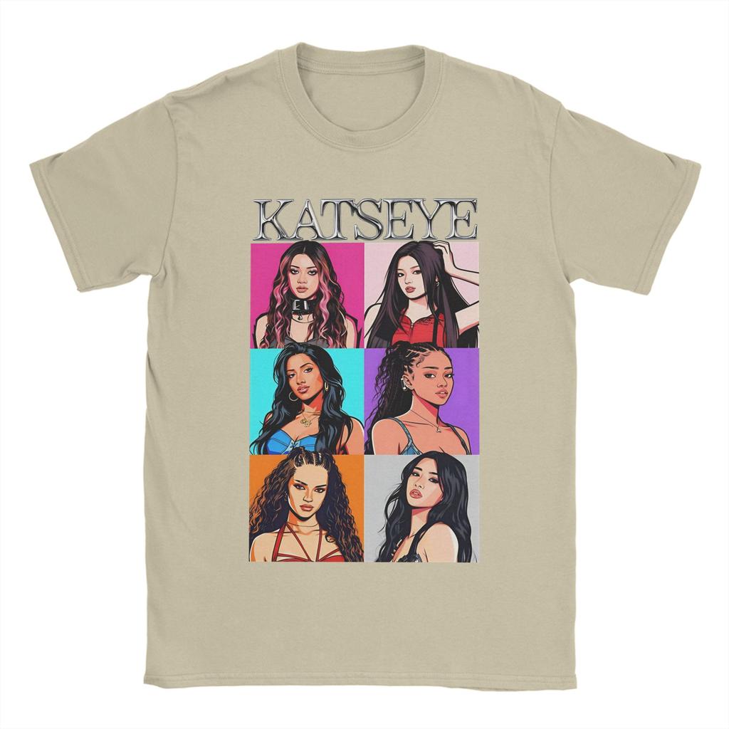 Мужские футболки Kpop Katseye, повседневные, из чистого хлопка, с коротким рукавом, с круглым вырезом, размер 6XL.