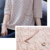 Three-quarter Sleeve Knitted Top Women's Early Spring Thin Loose Sweater Mid-sleeve Summer Bottoming Shirt