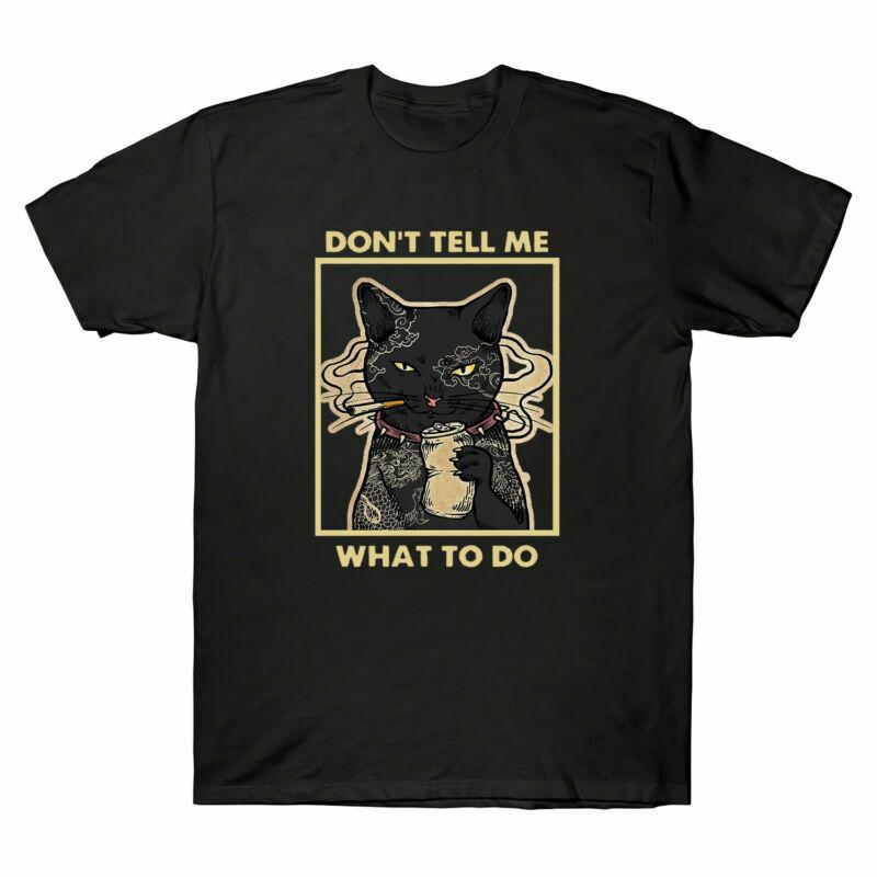 Tattoos Cat Don't Tell Me What To Do Funny Vintage Men's T-shirt Cotton Tee