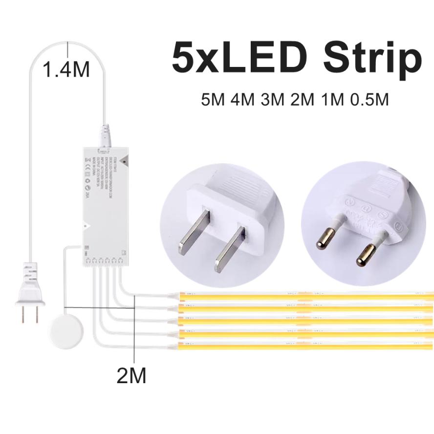 Sync Cabinet Light Smart Sensor Switch COB Mirror LED Strip Power Supply Kitchen Pantry Showcase Bedroom Closet Backlight Lamp
