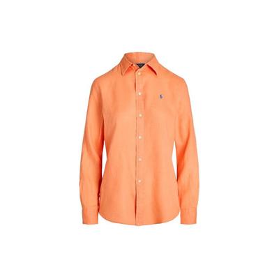 Polo SS24 однотонная рубашка свободного кроя с вышитым пони-узором и длинным рукавом, женские рубашки оранжевого цвета WMPOSHTNDO20592-600