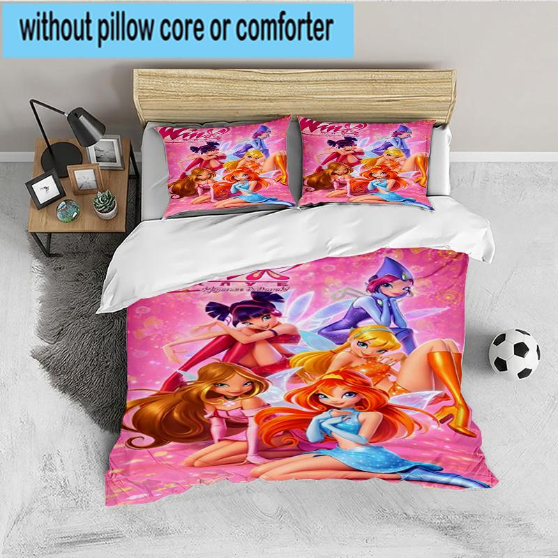 Wink Club Magical Friendship 3PCS Bedding set,Ideal for 1pc Duvet Cover And 2pcs Pillowcases Perfect for Fan gift,Ideal for Bedroom, Dormitory