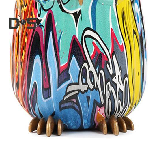 Граффити Сова Фигурка Сова из смолы Украшение для рабочего стола Многоцветная статуя Совы для дома Подставка под телевизор Офисная книжная полка Украшение стола