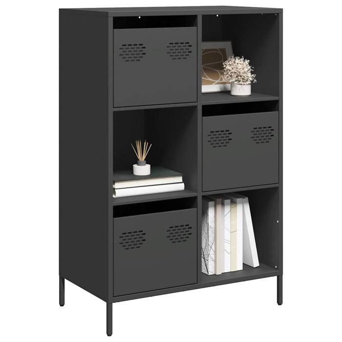 VidaXL Highboard Black 68x39x103.5 Cm Steel, Bookcase, Modern Bookcase, Bookshelf, Shelf and 851406