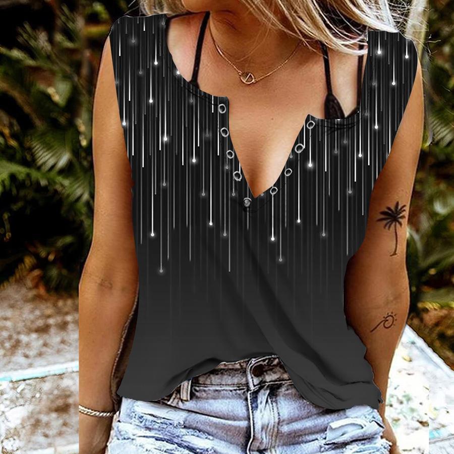 Женские майки, сексуальные летние топы без рукавов с v-образным вырезом, жилет с 3D принтом падающего метеорита, крутые легкие топы