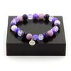 Stones and Minerals. Purple Tiger Eye Pearl Bracelet + Purple Blue Jasper + Chalcedony Made In France.