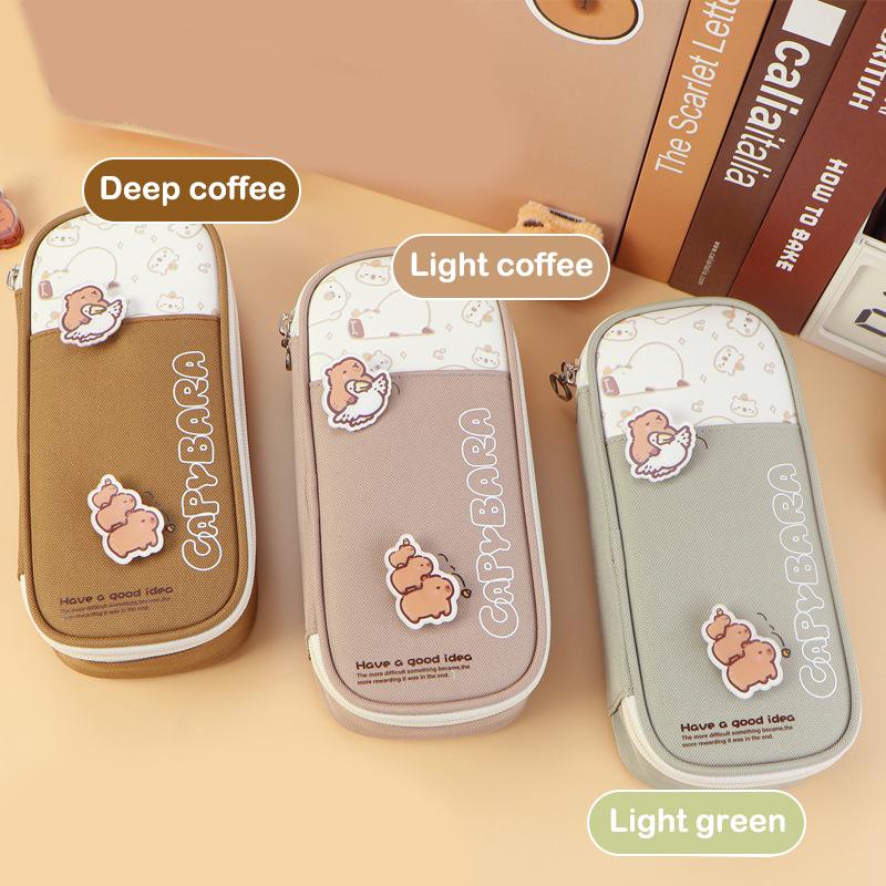 Мультяшный большой емкости Capybara пенал пенал многоэтажный креативный студенческий органайзер канцелярские принадлежности школьные принадлежности