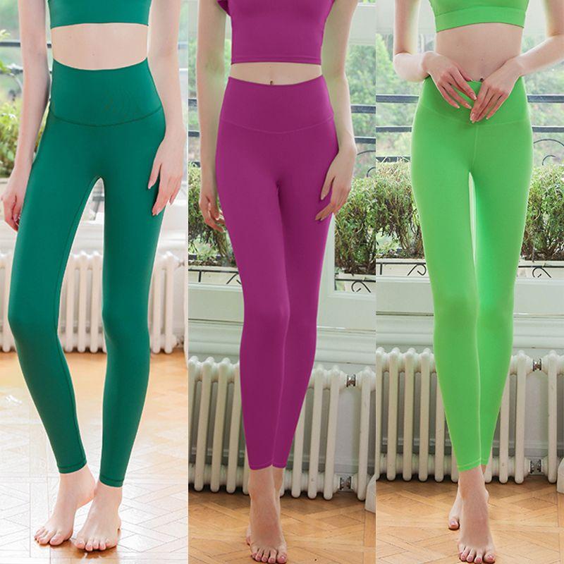 Обнаженные штаны для йоги без смущения, женские брюки с высокой талией для подъема бедер, бега, шлифования, фитнеса