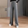 Women's Fleece-Lined Pure Cotton Sweatpants: Autumn/Winter, Plus Size, High Waist, Elastic, Loose Fit, Slimming, Wide-Leg, Straight Leg.
