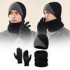 Winter Wool Hat Men Color-Matching Cashmere Knitted Hat Gloves Neck Set Three-Piece Thick Cold-Proof Cap