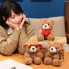 Red Heart Bear Plush Toy 16/25CM Bear Wear Rose Doll Creative Love Bear Doll  Home Decoration