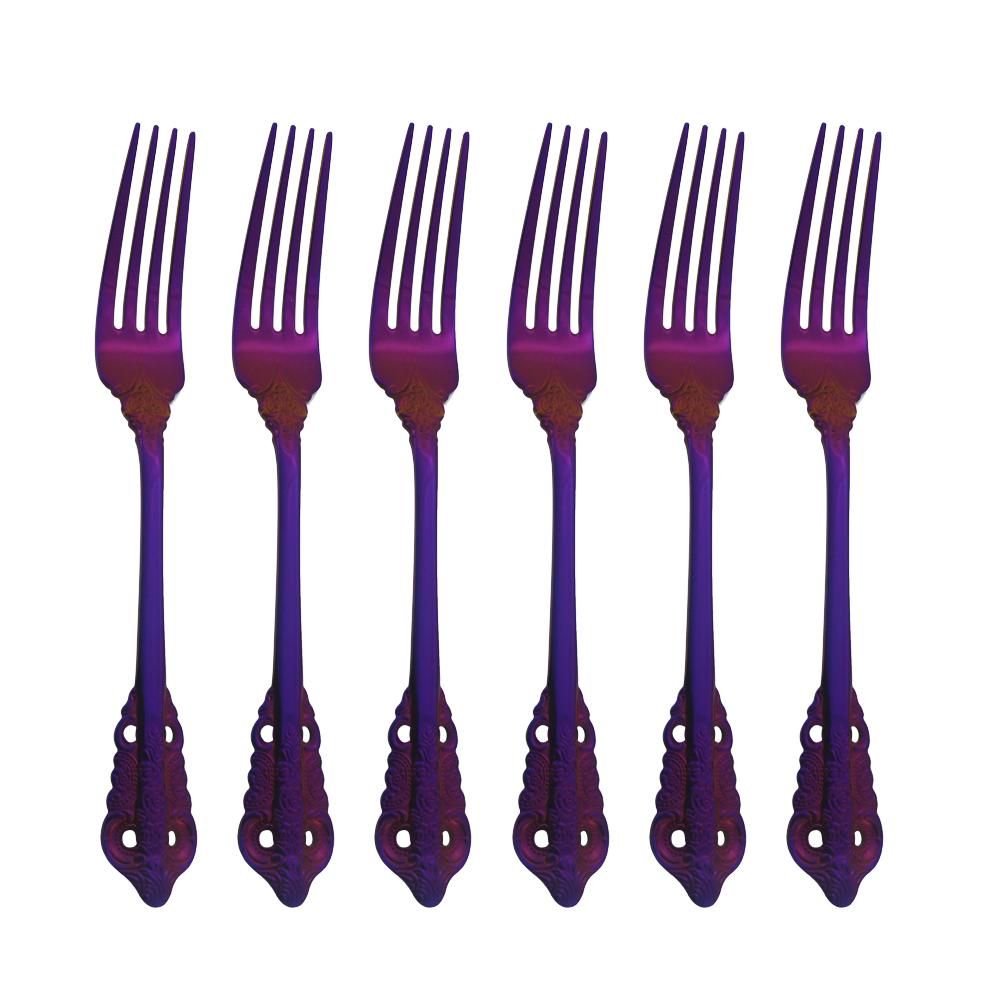 Золотые обеденные вилки, 6 шт., столовая посуда, набор столовых приборов, набор столовых приборов из нержавеющей стали, серебристая посуда, подходит для кухни, на открытом воздухе, дома