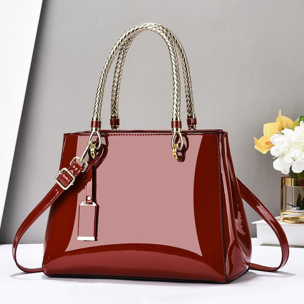 Bag Women's 2025 New Trend Fashion Patent Leather Large Capacity Simple Commuter Tote Single Shoulder Oblique Span Portable Women's Bag