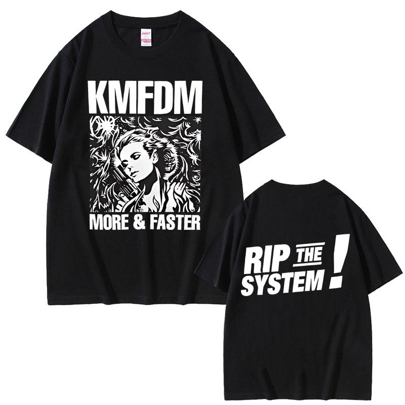 Футболка с графическим принтом Rock Band Kmfdm Тур 97 Летняя Мужская Женская Винтажная Готическая Панк Уличная Одежда Мужская Хлопковые Футболки