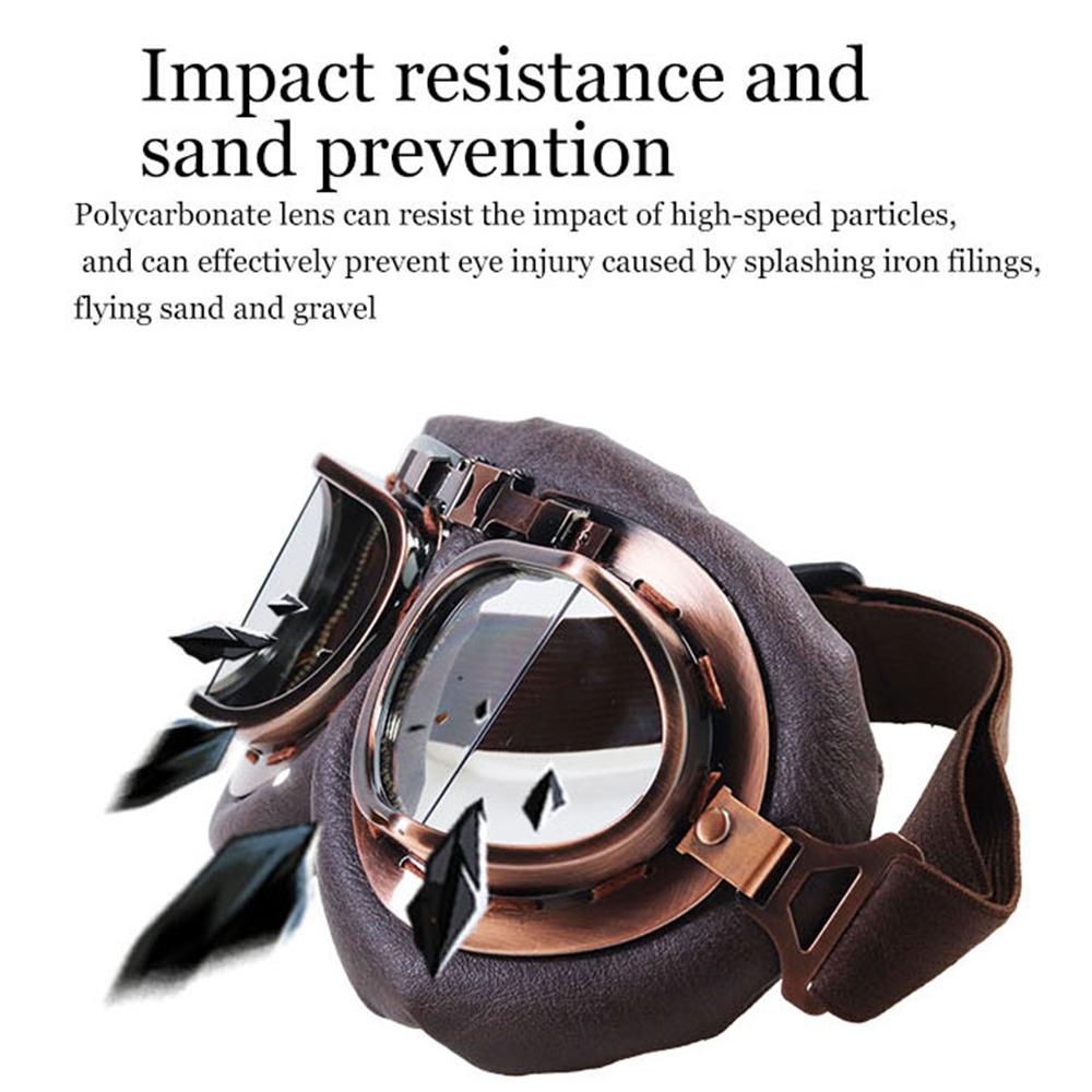 Retro Motorcycle Goggles Glasses Vintage Helmet Moto Pilot Classic Fog-proof Goggles for ATV Copper Motocross Glasses Eyewear