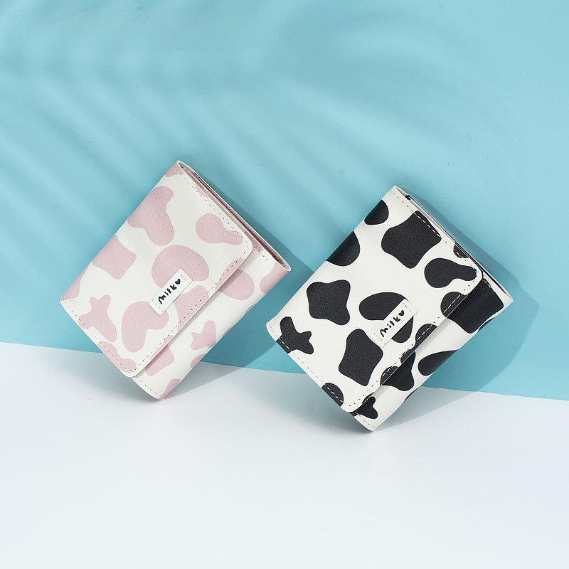 Женский мини-кошелек тройного сложения с отделениями для нескольких карт - кошелек для монет из коровьей кожи в японском и корейском стиле