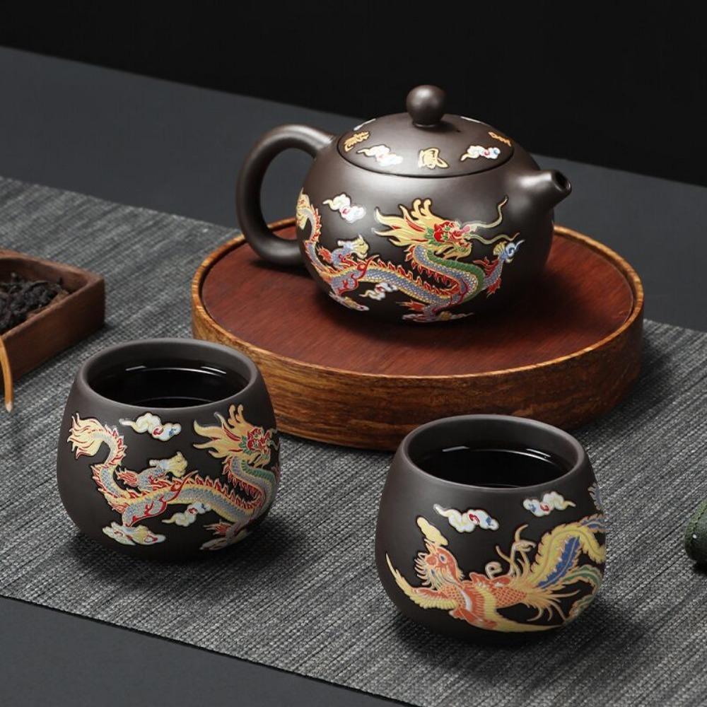 Color-changing Purple Clay Teapot Ceramic Infuser Teapot Vintage Teapot Tea Cup Set Tea Maker