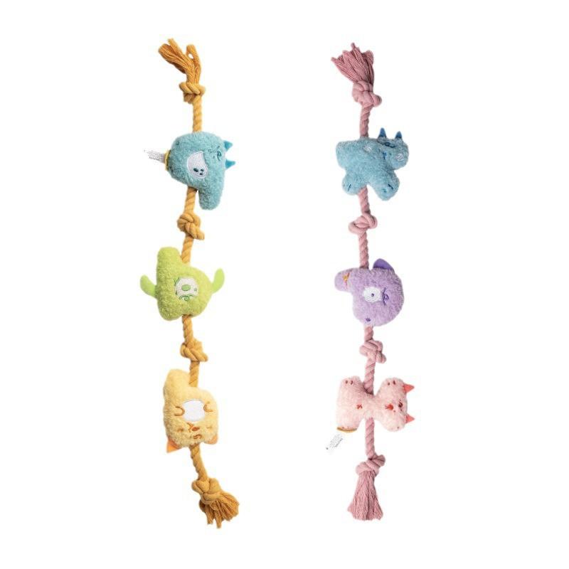 Durable Rope Knot Dog Toy Small Medium Breeds - Interactive Chew With Squeaker Plush Material Training