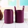 Пустой портативный дорожный держатель для кистей для макияжа, круглый держатель для ручек, косметичка из искусственной кожи (фиолетовый)