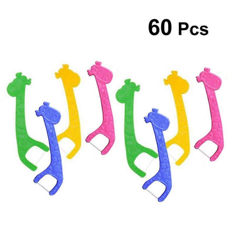 Childrens Tooth Flosser Fun Kids Flosser Plaque Removal Food Particle Removal for Oral Hygiene 60Pcs