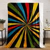 Radiating, colorful streaks converge toward a central point on a black background. for all seasons blanket lunch break throw gift