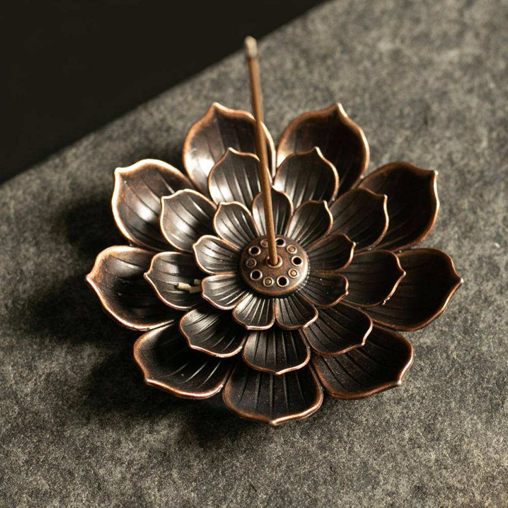 1PC New Alloy Incense Burner Stick Holder Plate Buddhism Lotus Censer Nasturtium Bronze Incense Burner
