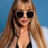 Модные женские очкиСтильная прямоугольная оправа оверсайзТемные линзы для защиты от солнца