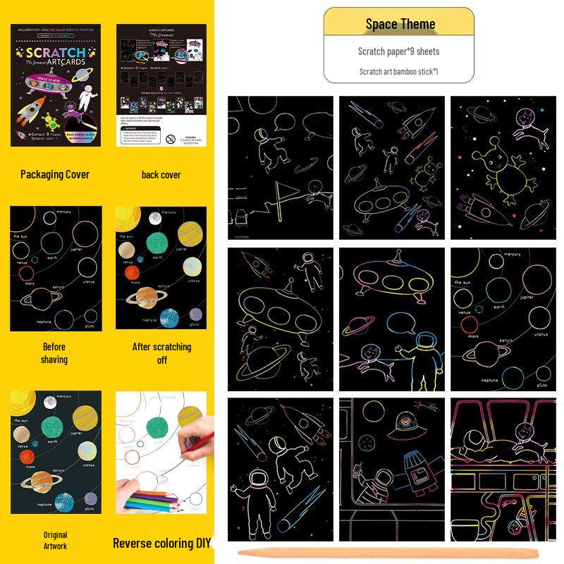Colorful Scratch Art Set: Cartoon DIY Doodle & Drawing Book for Kids